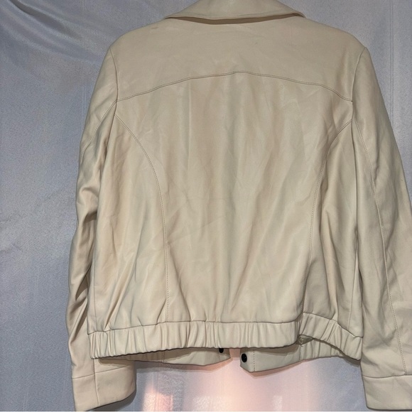 INC International Concepts Moto Cream Faux Leather One Snap Jacket Size L - Picture 8 of 11
